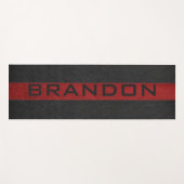 黒と赤のステッチされたレザーのストライプ ヨガマット (正面(横))