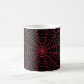黒と赤のスパイダーウェブ ハロウィンパターン コーヒーマグカップ (中央)