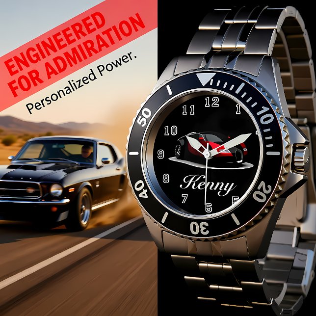 黒と赤のスポーツカー 腕時計 (クリエイターアップロード済み)