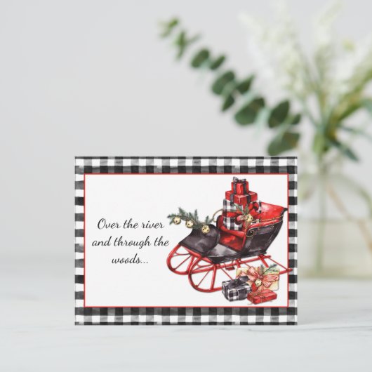 黒と赤のスレイ・パッケージ クリスマス ポストカード (スタンド正面)