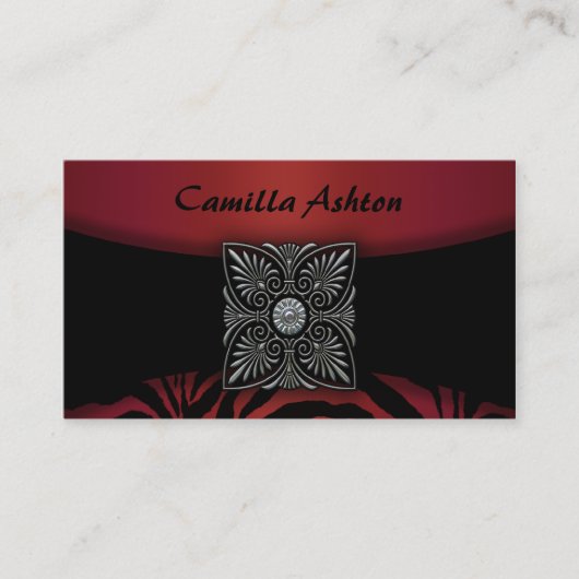 黒と赤のゼブラの名刺 名刺 (正面)