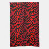 黒と赤のゼブラストライプのプリント キッチンタオル (縦)