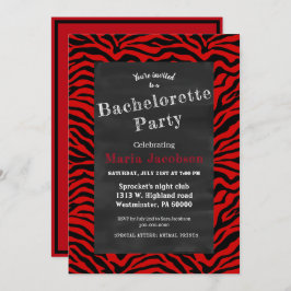黒と赤のゼブラ・チョークストライプのボード 招待状