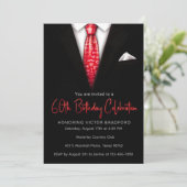 黒と赤のタキシード誕生日イベント招待状 招待状 (スタンド正面)