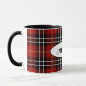 黒と赤のタータンチェックで名前を付けた格子縞 マグカップ (左)