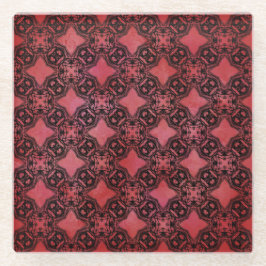 黒と赤のダイヤモンドチェーンパターンガラスコースター ガラスコースター