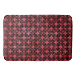 黒と赤のダイヤモンドチェーンパターン バスマット