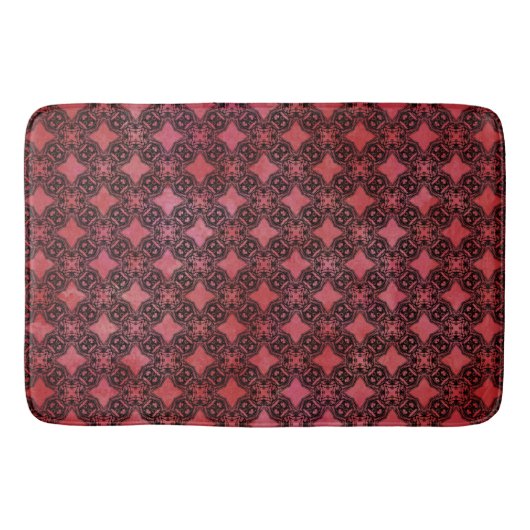 黒と赤のダイヤモンドチェーンパターン バスマット (正面)