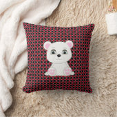 黒と赤のダイヤモンドパターンの可愛いホッキョクグマ クッション (ブランケット)
