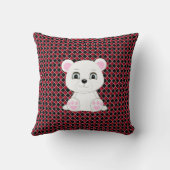 黒と赤のダイヤモンドパターンの可愛いホッキョクグマ クッション (裏面)