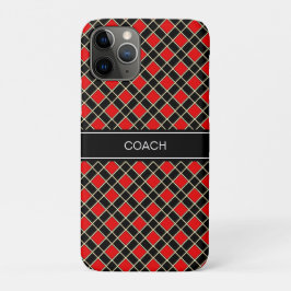 黒と赤のダイヤモンド柄 iPhone 11 PROケース