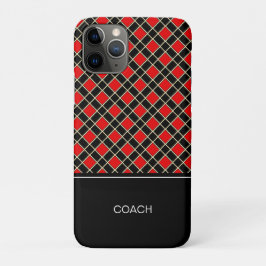 黒と赤のダイヤモンド柄 iPhone 11 PROケース