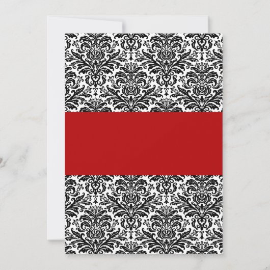 黒と赤のダマスクのブライダルシャワー招待状 招待状 (裏面)