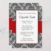 黒と赤のダマスクのブライダルシャワー招待状 招待状 (正面/裏面)