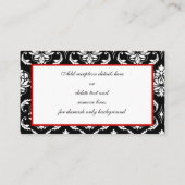 黒と赤のダマスクウェディング披露宴カード エンクロージャーカード (裏面)