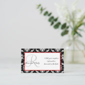 黒と赤のダマスクウェディング披露宴カード エンクロージャーカード (スタンド正面)