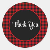 黒と赤のチェックパターン ラウンドシール (正面)