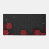 黒と赤のテクノロジパターン デスクマット (正面)