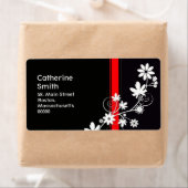 黒と赤のデイジー住所 シール (インサイチュ)