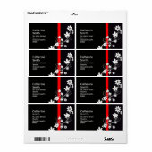 黒と赤のデイジー住所 シール (フルシート)