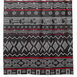 黒と赤のデザイナーマッドクロスのシャワーカーテン シャワーカーテン