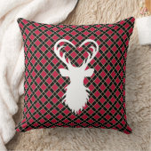 黒と赤のトナカイ市松模様にシルエット クッション (ブランケット)