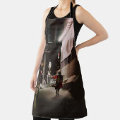 黒と赤のドレスを着た歩くを着た女性  エプロン (インサイチュ)