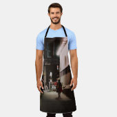 黒と赤のドレスを着た歩くを着た女性  エプロン (着用した状態)