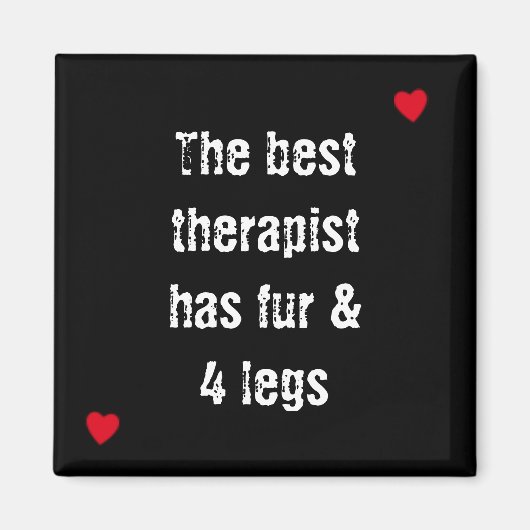 黒と赤のハートとペット引用文 マグネット (正面)