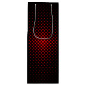 黒と赤のハーフトーンハートパターン ワインギフトバッグ (正面)