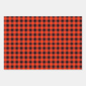 黒と赤のバッファローのプレイドギフト ラッピングペーパーシート (正面3)