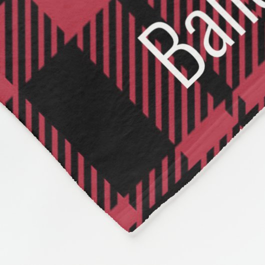 黒と赤のバッファローのプレイドパーソナライズされた9写真 フリースブランケット (角)