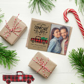 黒と赤のバッファローの格子状トラック写真クリスマス ポストカード