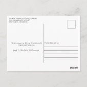 黒と赤のバッファローの格子状トラック写真クリスマス ポストカード (裏面)