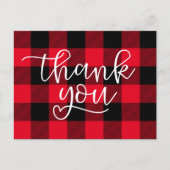 黒と赤のバッファロープレイドハートありがとう ポストカード (正面)