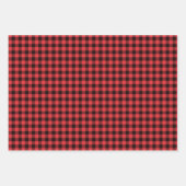 黒と赤のバッファロー格子縞のチェックパターン ラッピングペーパーシート (正面)