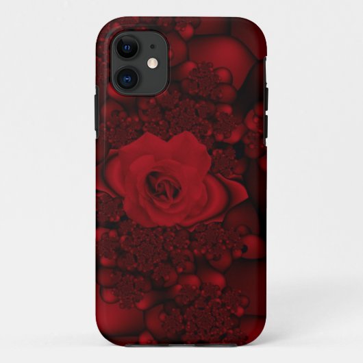 黒と赤のバラのフラクタル電話ケース Case-Mate iPhoneケース (裏面)