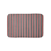 黒と赤のパタストライプのーンモダン バスマット (正面)
