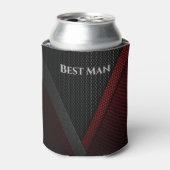 黒と赤のパターンあなたの名前を追加花婿介添人 缶クーラー (缶正面)