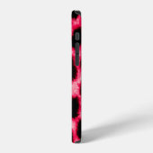 黒と赤のヒョウ柄レザーテクスチャ iPhoneケース (左側面)