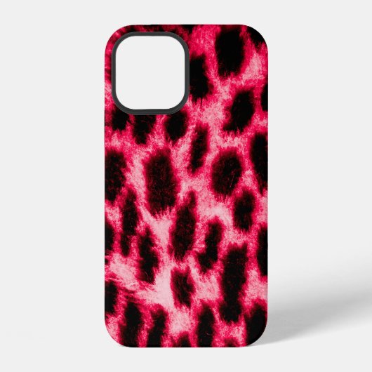 黒と赤のヒョウ柄レザーテクスチャ iPhoneケース (裏面)