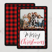 黒と赤のビュッロ・プレイド・クリスマス シーズンカード (正面/裏面)