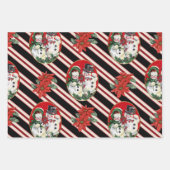 黒と赤のビンテージクリスマス ラッピングペーパーシート (正面3)