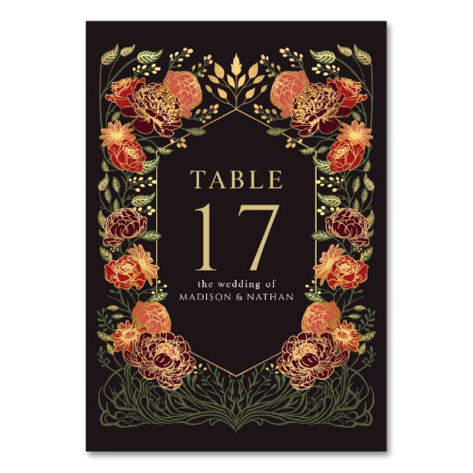 黒と赤のファンタジー魅惑庭園の結婚式 テーブルナンバー (裏面)