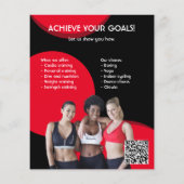 黒と赤のフォトジムパーソナルトレーナーフィットフライヤー チラシ (裏面)