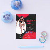 黒と赤のフォトジムパーソナルトレーナーフィットフライヤー チラシ (シングル)