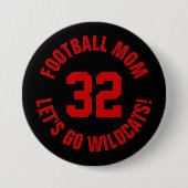 黒と赤のフットボールのママージャージー番号 缶バッジ (正面)