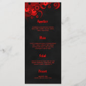 黒と赤のフローラの結婚ディナーメニューカード メニュー (裏面)
