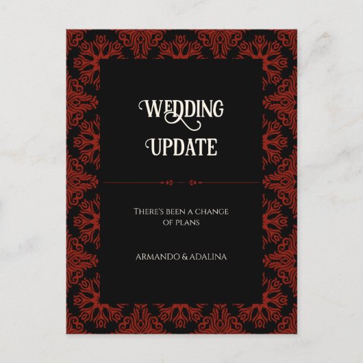 黒と赤のフローラの結婚延期 ポストカード (正面)