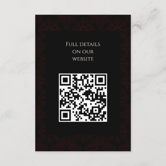 黒と赤のフローラゴシックのダークエレガントな結婚式 エンクロージャーカード (裏面)